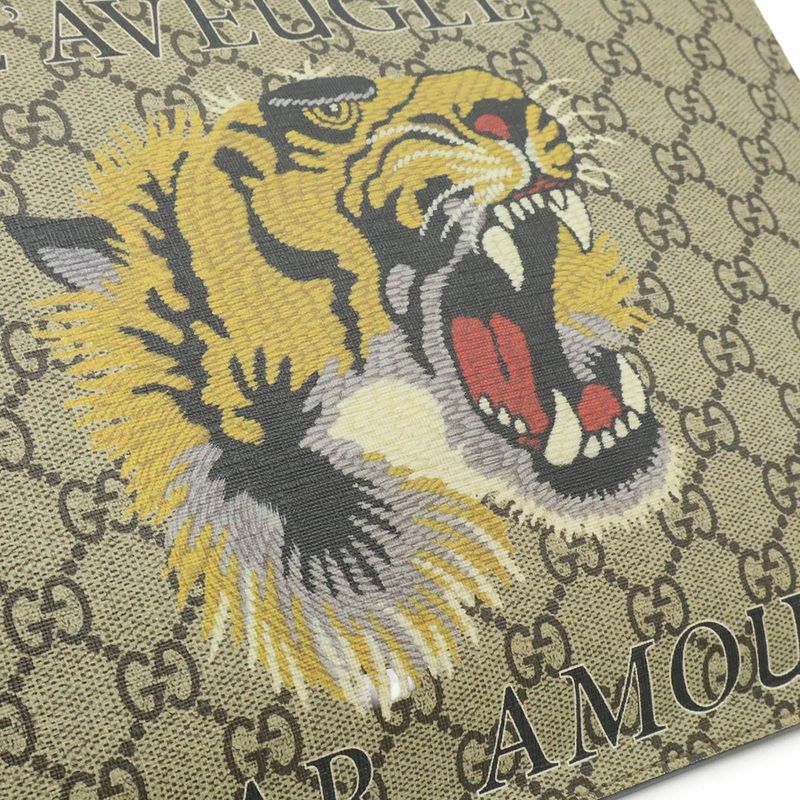 Gucci GG Supreme Clutch Bag Second Bag Taiga - Tiger Print PVC Leather Khaki