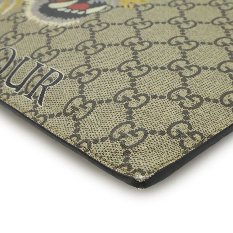 Gucci GG Supreme Clutch Bag Second Bag Taiga - Tiger Print PVC Leather Khaki