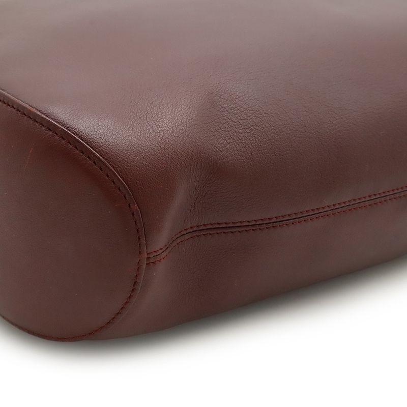Cartier Shoulder Bag Semi Shoulder One Shoulder Leather Bordeaux Red Silver