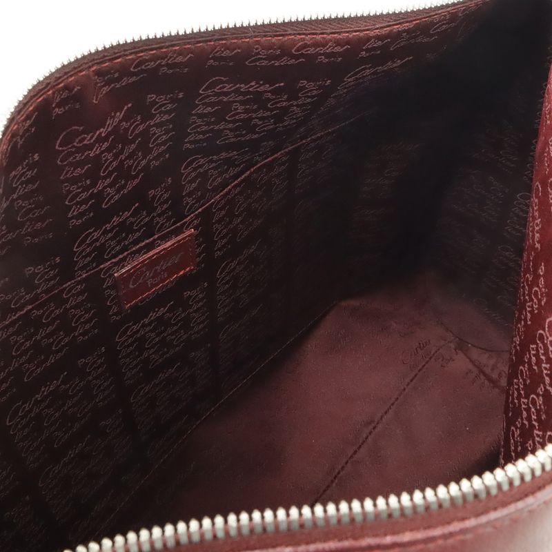 Cartier Shoulder Bag Semi Shoulder One Shoulder Leather Bordeaux Red Silver