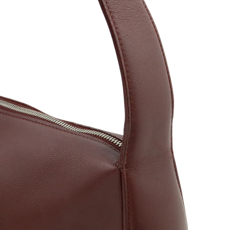 Cartier Shoulder Bag Semi Shoulder One Shoulder Leather Bordeaux Red Silver