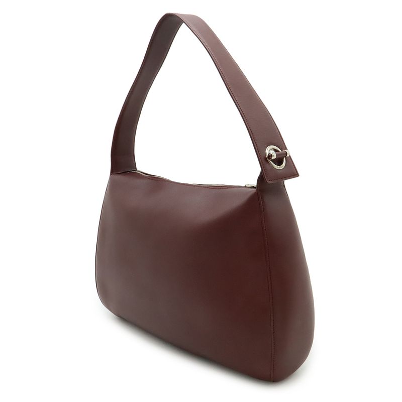 Cartier Shoulder Bag Semi Shoulder One Shoulder Leather Bordeaux Red Silver