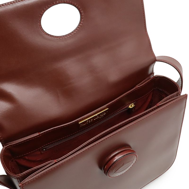 Cartier Must De Cartier Must Line Shoulder Bag Crossbody Leather Bordeaux Red