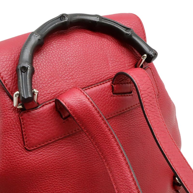 Gucci Bamboo Backpack Rucksack Sac Shoulder Bag Fringe Tassel Leather Fuchsia