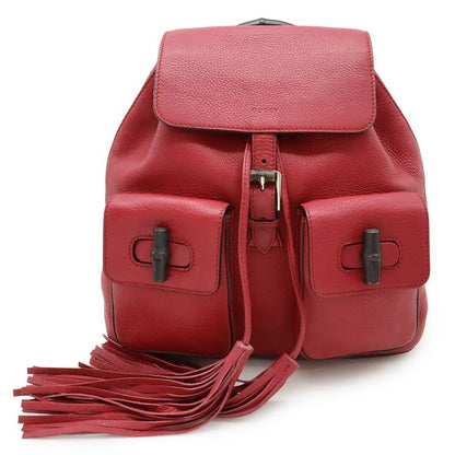 Gucci Bamboo Backpack Rucksack Sac Shoulder Bag Fringe Tassel Leather Fuchsia