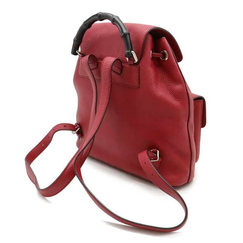 Gucci Bamboo Backpack Rucksack Sac Shoulder Bag Fringe Tassel Leather Fuchsia