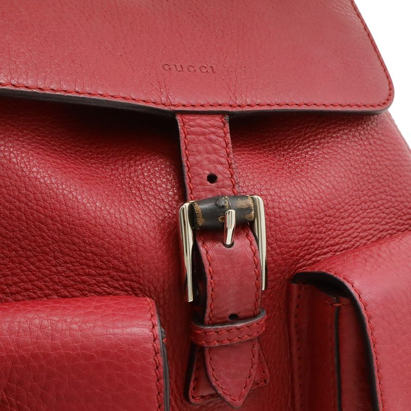 Gucci Bamboo Backpack Rucksack Sac Shoulder Bag Fringe Tassel Leather Fuchsia