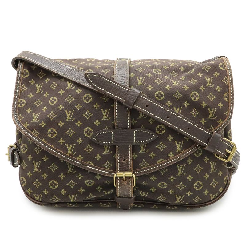 Louis Vuitton Monogram Mini Lin Saumur 30 Shoulder Bag Crossbody Canvas Leather