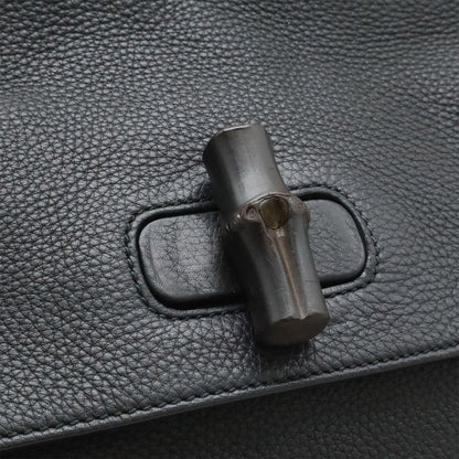 Gucci Bamboo Daily Leather Top Handle Bag Handbag 2WAY Shoulder Bag Black