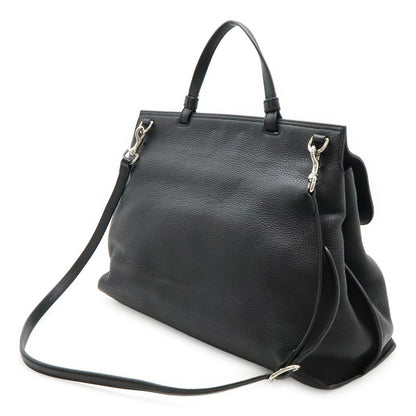 Gucci Bamboo Daily Leather Top Handle Bag Handbag 2WAY Shoulder Bag Black
