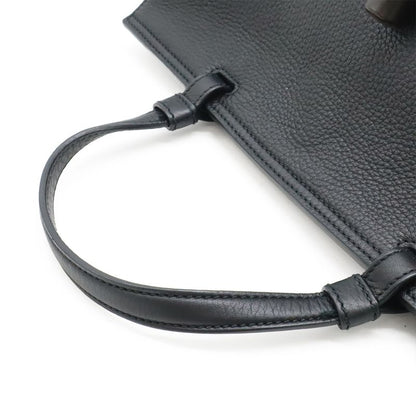 Gucci Bamboo Daily Leather Top Handle Bag Handbag 2WAY Shoulder Bag Black