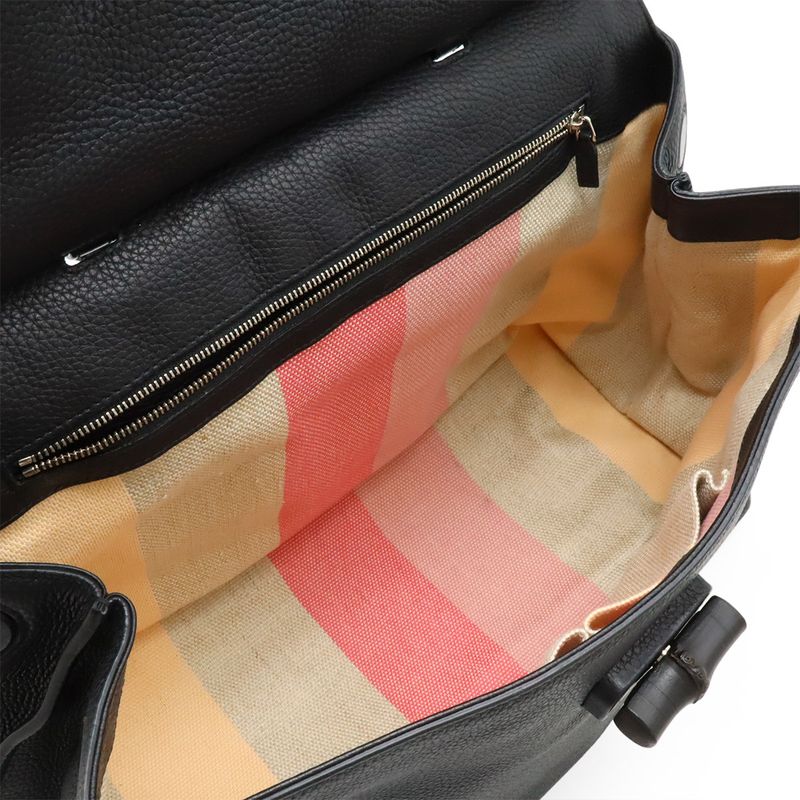 Gucci Bamboo Daily Leather Top Handle Bag Handbag 2WAY Shoulder Bag Black