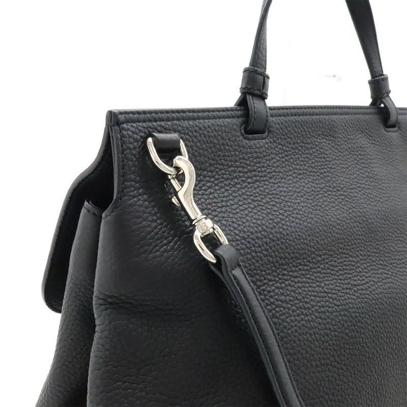 Gucci Bamboo Daily Leather Top Handle Bag Handbag 2WAY Shoulder Bag Black
