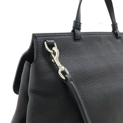 Gucci Bamboo Daily Leather Top Handle Bag Handbag 2WAY Shoulder Bag Black