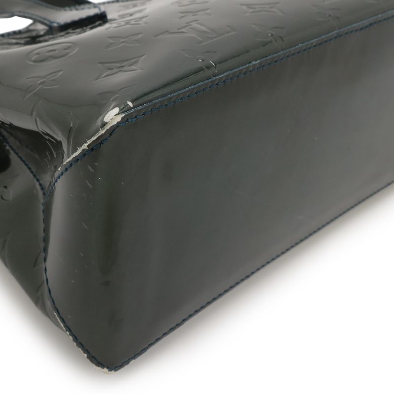 Louis Vuitton Monogram Vernis Wilshire PM Handbag Tote Bag Enamel Calf Blue