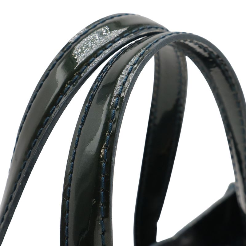 Louis Vuitton Monogram Vernis Wilshire PM Handbag Tote Bag Enamel Calf Blue