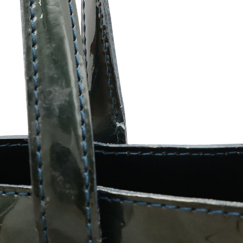 Louis Vuitton Monogram Vernis Wilshire PM Handbag Tote Bag Enamel Calf Blue