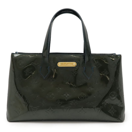 Louis Vuitton Monogram Vernis Wilshire PM Handbag Tote Bag Enamel Calf Blue