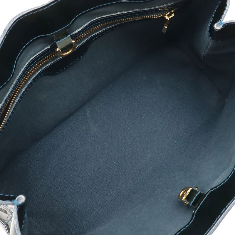 Louis Vuitton Monogram Vernis Wilshire PM Handbag Tote Bag Enamel Calf Blue
