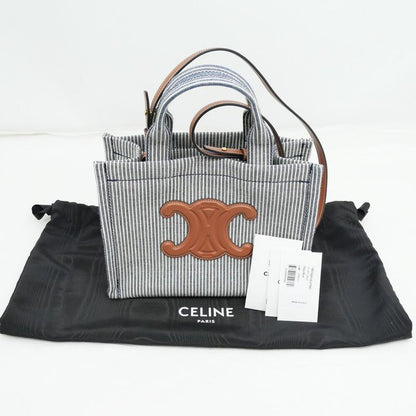 Celine Small Cabas Tice Handbag Shoulder - Navy Blue - Gold Hardware