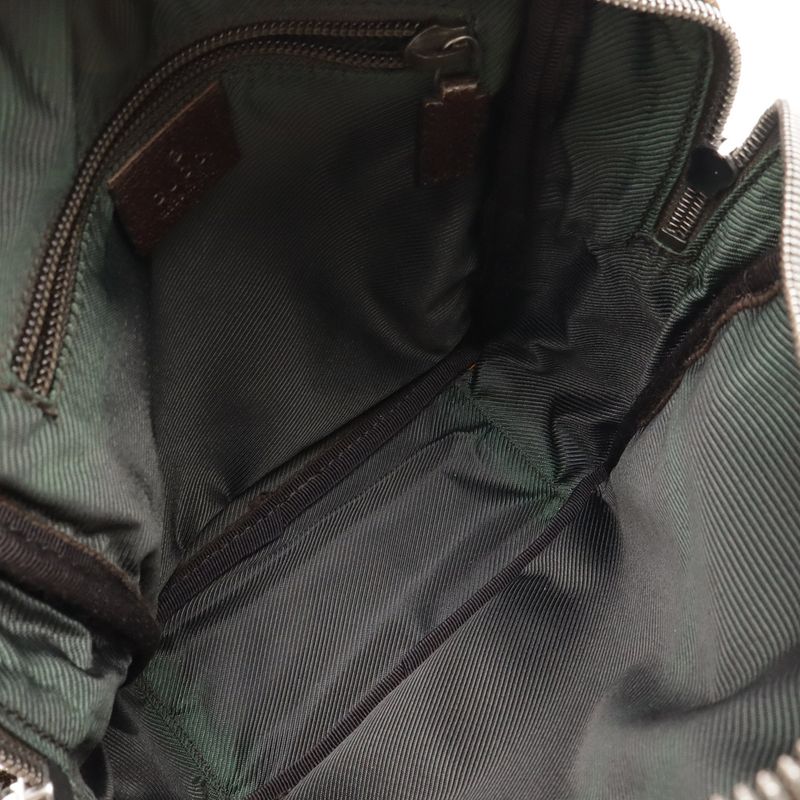 Gucci GG Canvas Shoulder Bag Pochette Crossbody Leather Khaki Beige Dark Brown