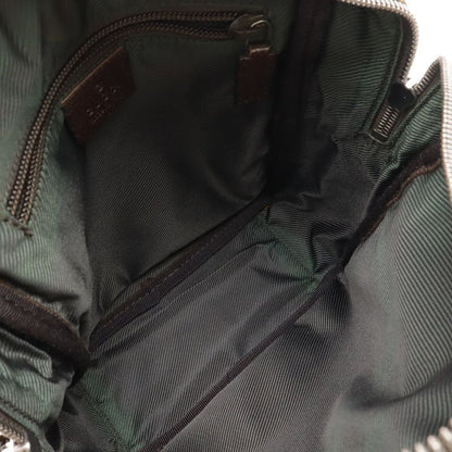 Gucci GG Canvas Shoulder Bag Pochette Crossbody Leather Khaki Beige Dark Brown