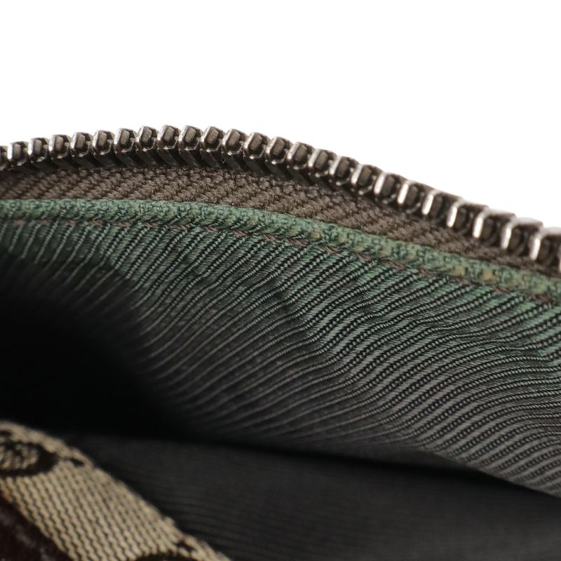 Gucci GG Canvas Shoulder Bag Pochette Crossbody Leather Khaki Beige Dark Brown