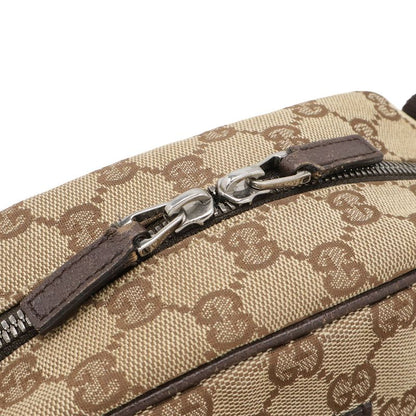 Gucci GG Canvas Shoulder Bag Pochette Crossbody Leather Khaki Beige Dark Brown