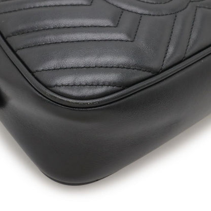 Gucci Ggmarmont Shoulder Bag Pochette Chain Bag Crossbody Quilted Leather Black