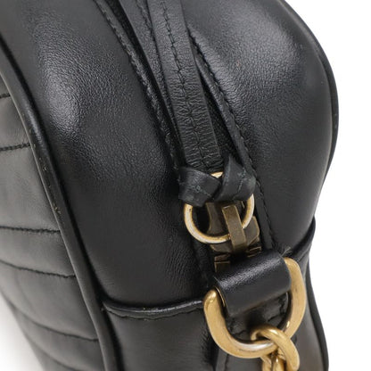 Gucci Ggmarmont Shoulder Bag Pochette Chain Bag Crossbody Quilted Leather Black