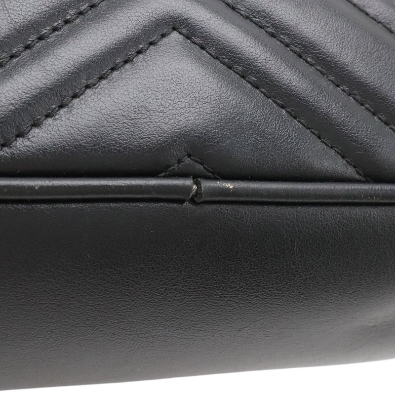 Gucci Ggmarmont Shoulder Bag Pochette Chain Bag Crossbody Quilted Leather Black