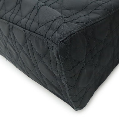 Christian DIOR Lady Dior Cannage Handbag Tote Bag Mini Bag Nylon Black Gold