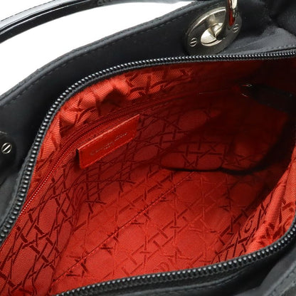 Christian DIOR Lady Dior Cannage Handbag Tote Bag Mini Bag Nylon Black Silver
