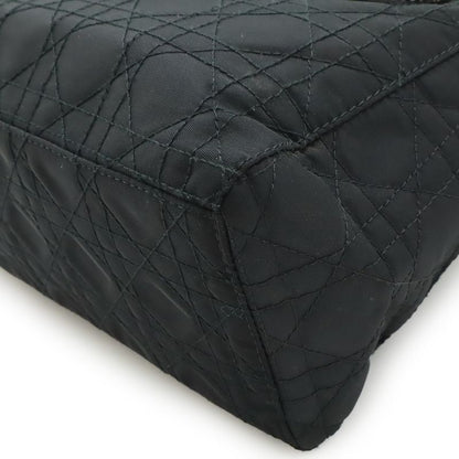 Christian DIOR Lady Dior Cannage Handbag Tote Bag Mini Bag Nylon Black Silver