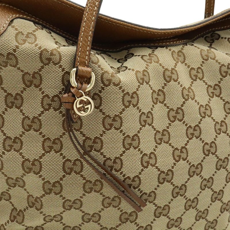 Gucci Bree GG Canvas Handbag 2WAY Shoulder Bag Crossbody Leather Khaki Beige