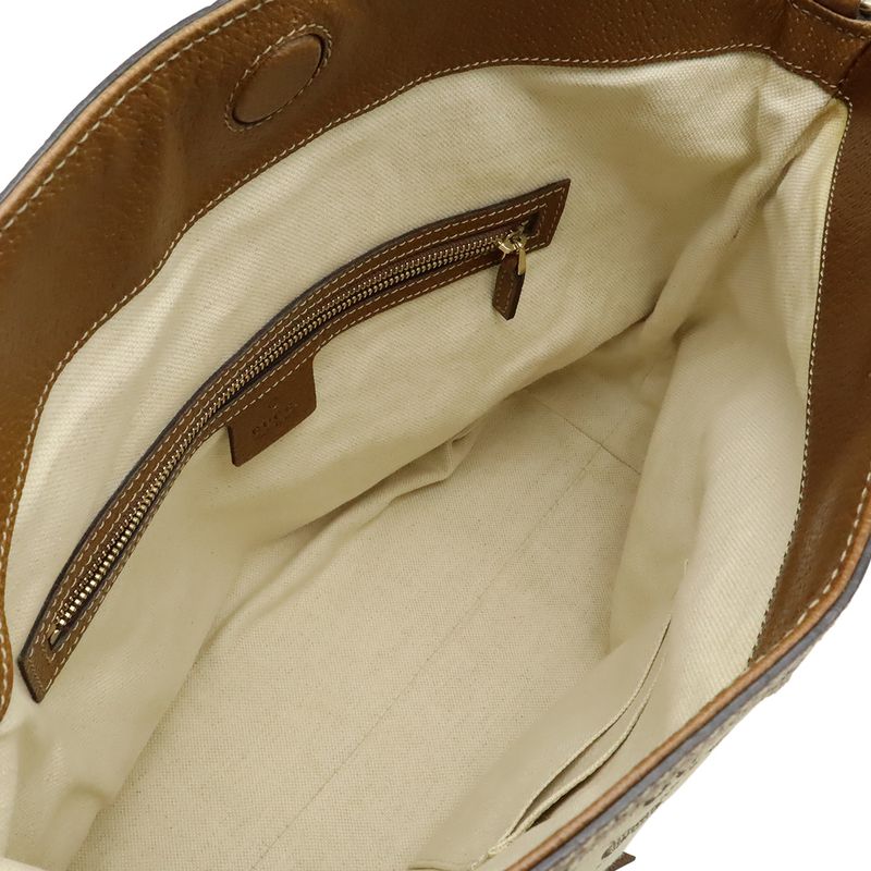 Gucci Bree GG Canvas Handbag 2WAY Shoulder Bag Crossbody Leather Khaki Beige
