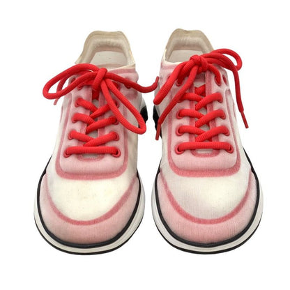 Chanel Sneakers Shoes Fabric Red White Mesh Here Mark