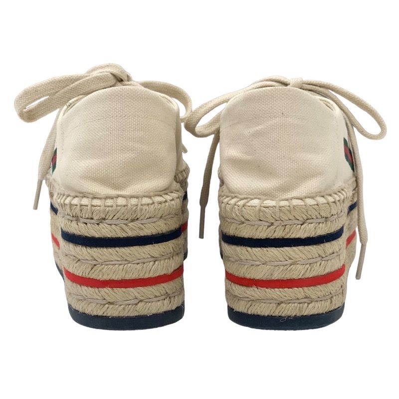 Gucci Sneakers Shoes Canvas Ivory Red Blue Unused Logo Espadrilles Platform