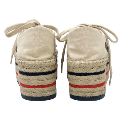 Gucci Sneakers Shoes Canvas Ivory Red Blue Unused Logo Espadrilles Platform