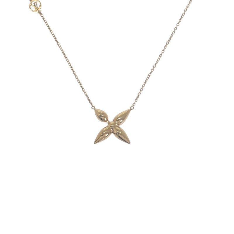Louis Vuitton Flower Collier Louisette Necklace Pendant Metal Gold Ladies