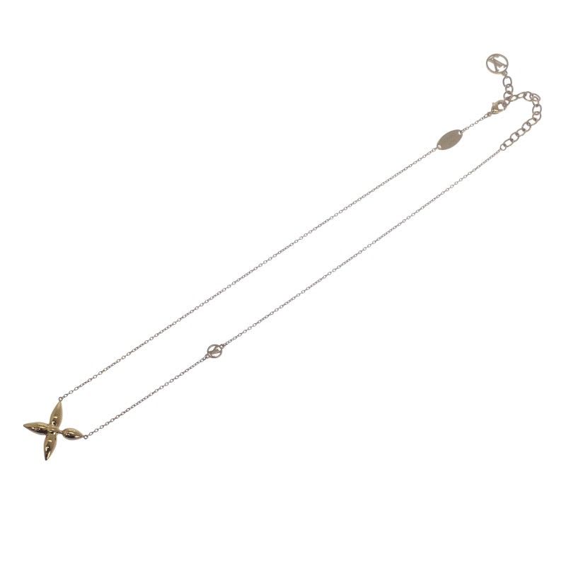 Louis Vuitton Flower Collier Louisette Necklace Pendant Metal Gold Ladies