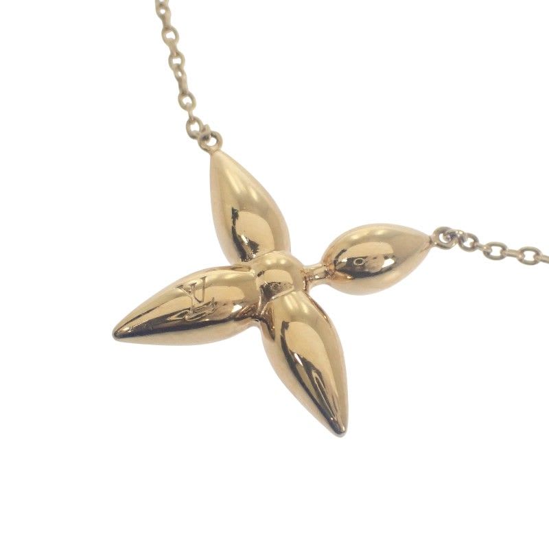 Louis Vuitton Flower Collier Louisette Necklace Pendant Metal Gold Ladies