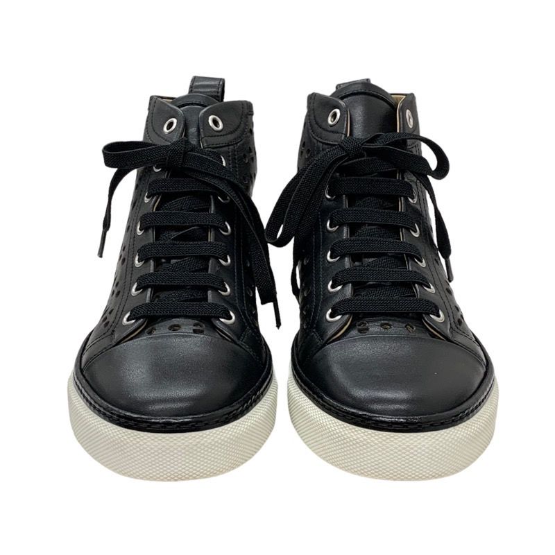 Hermes Jimmy Sneakers Shoes Leather Black Punching High Cut Sneakers