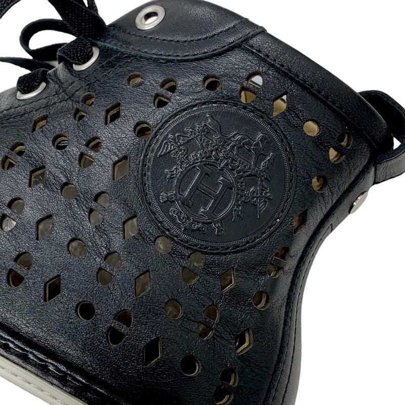 Hermes Jimmy Sneakers Shoes Leather Black Punching High Cut Sneakers