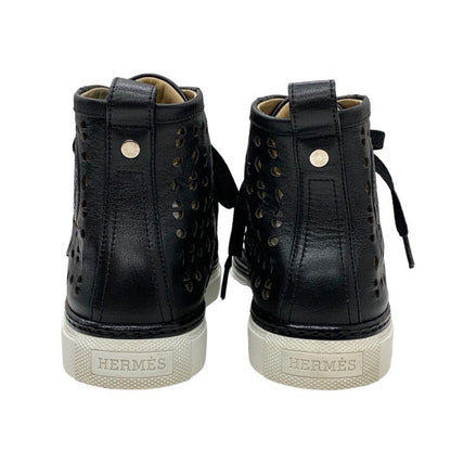 Hermes Jimmy Sneakers Shoes Leather Black Punching High Cut Sneakers