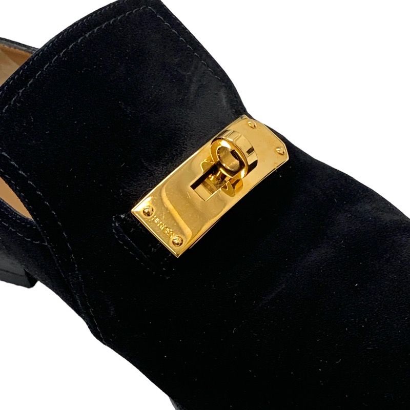 Hermes Loafers Leather Shoes Suede Black Gold Kelly Hardware Flat Shoes