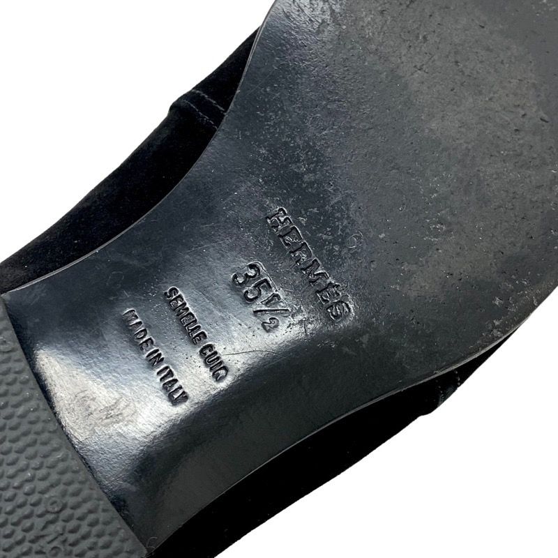 Hermes Loafers Leather Shoes Suede Black Gold Kelly Hardware Flat Shoes