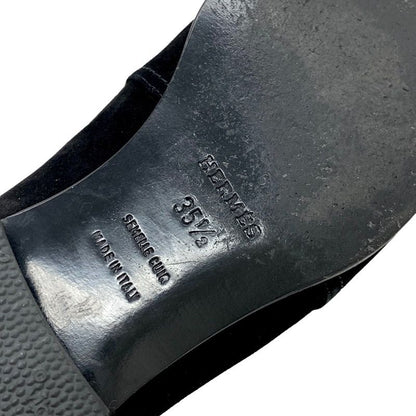 Hermes Loafers Leather Shoes Suede Black Gold Kelly Hardware Flat Shoes