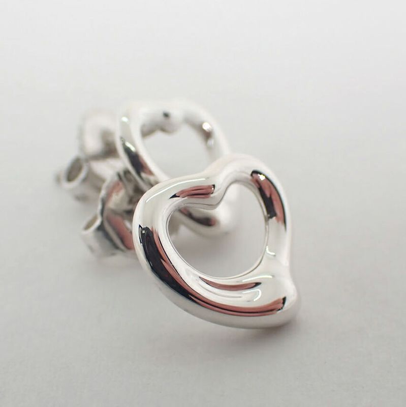 Tiffany & Co 925 Open Heart Earrings J117-4