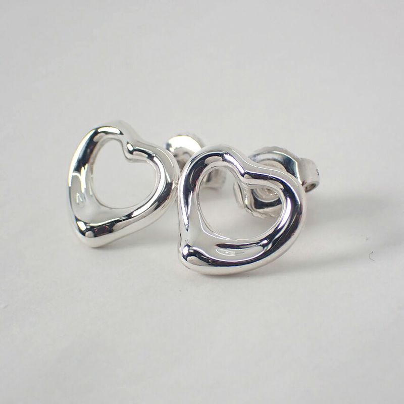 Tiffany & Co 925 Open Heart Earrings J117-4